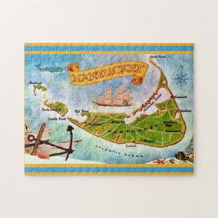 Nantucket Island 11x14 Karta Pussel