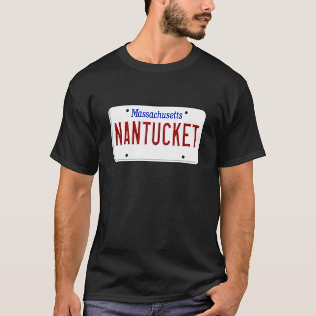 Nantucket Island Boston Massachusetts License Plat T Shirt (Framsida)
