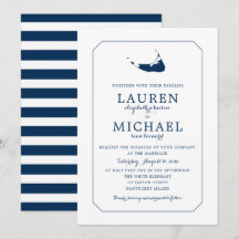 Nantucket Island Karta Bröllop i Navy Blue Classic