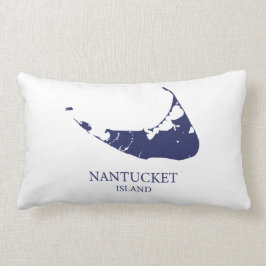 Nantucket Island Karta marin blå Lumbar Pillow Lumbarkudde