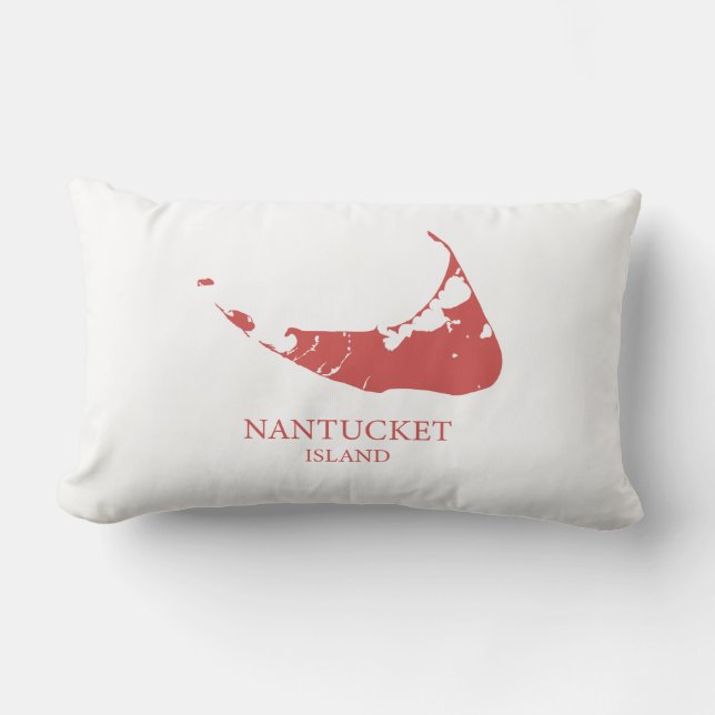 Nantucket Island Karta nantucket Red Lumbar Pillow Lumbarkudde (Framsida)