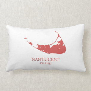 Nantucket Island Karta nantucket Red Lumbar Pillow Lumbarkudde