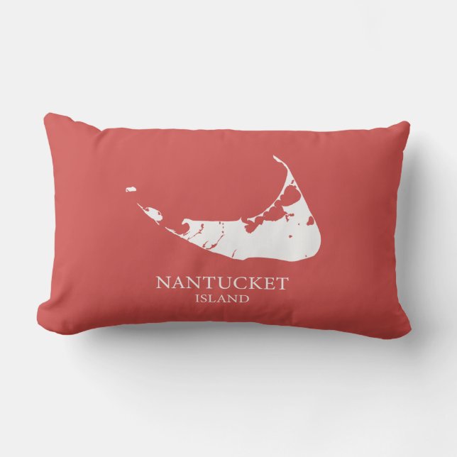 Nantucket Island Karta nantucket Red Lumbar Pillow Lumbarkudde (Framsida)
