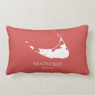 Nantucket Island Karta nantucket röd Ländrygg Kudd Lumbarkudde