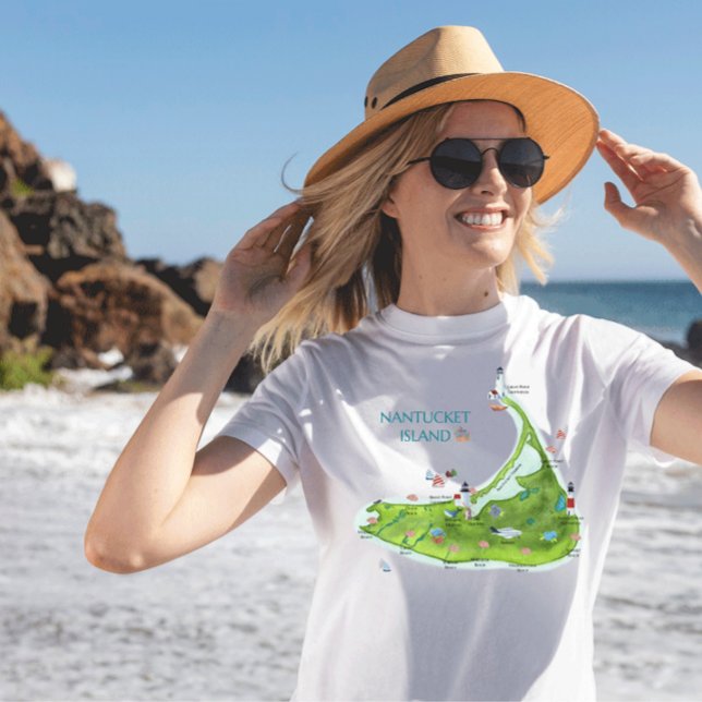 Nantucket Island Karta T Shirt (Skapare uppladdad)