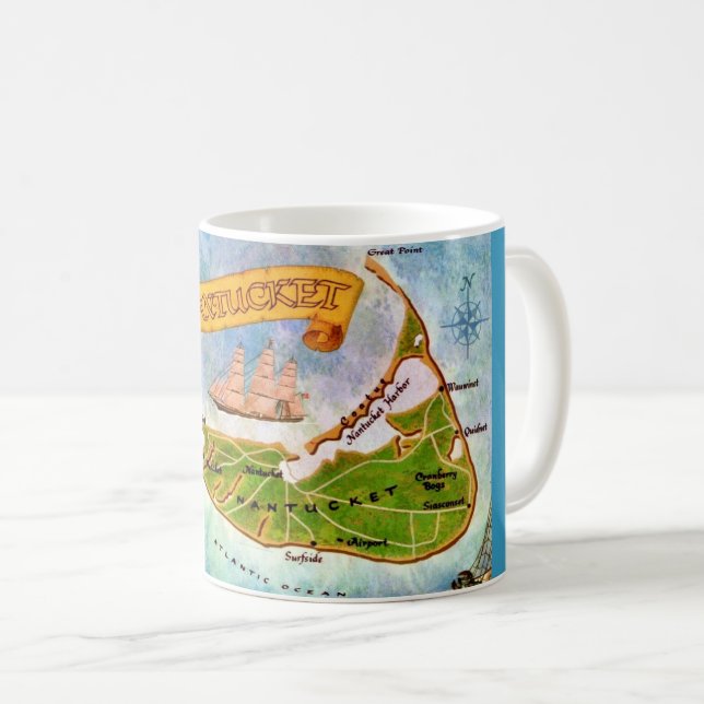  Nantucket Island MA Kart Postkort Mugg (Framsida höger)