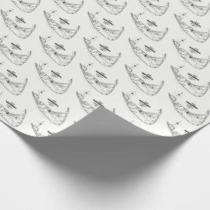 Nantucket Island MA Vintagekarta Svart Presentpapper