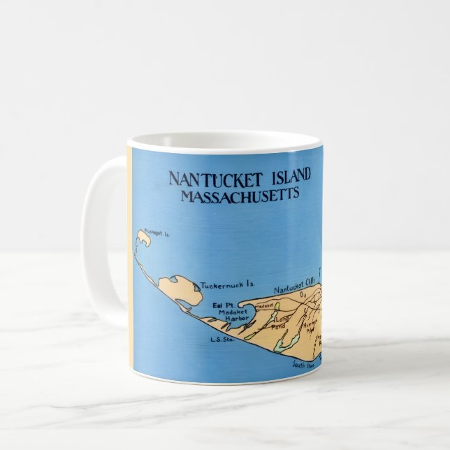 Nantucket Island Map  Kaffemugg (Framsida vänster)