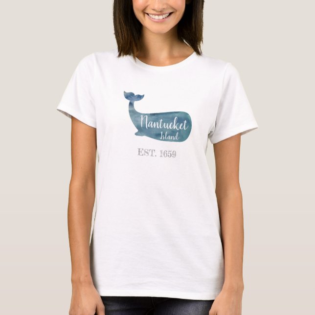 Nantucket Island Mass Whale Dekorativ kudde T Shirt (Framsida)