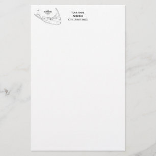 Nantucket Island MORSA Vintage Karta Black Brevpapper