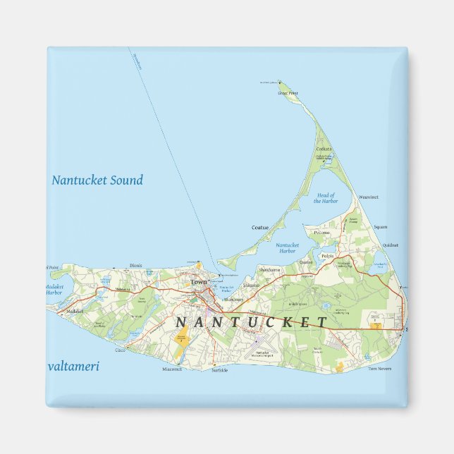Nantucket Karta Magnet (Framsidan)