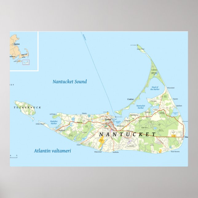 Nantucket Karta Poster (Framsidan)