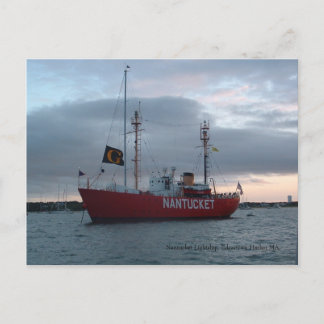 Nantucket Lightship, Edgartown Harbor Postcard Vykort
