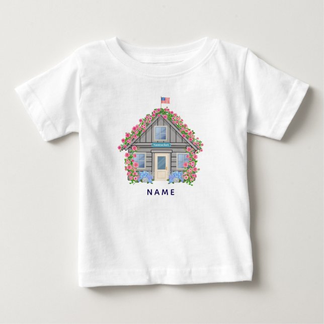Nantucket Little Climbing Rose Cottage  T Shirt (Framsida)