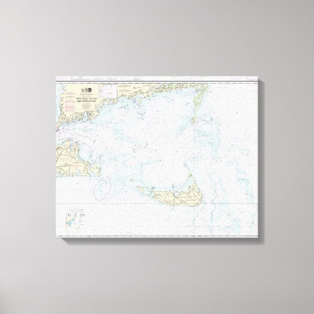Nantucket Ljud och närmar sig Nautical Chart 1323 Canvastryck (Framsida)