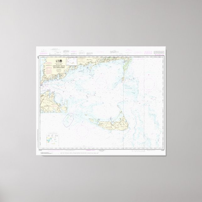 Nantucket Ljud och närmar sig Nautical Chart 1323 Canvastryck (Framsida)