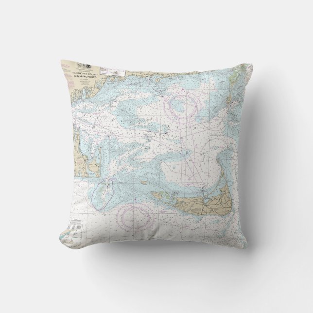 Nantucket Ljud och närmar sig Nautical Chart 1323 Kudde (Framsida)