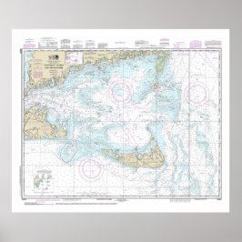 Nantucket Ljud och närmar sig Nautical Chart 1323 Poster
