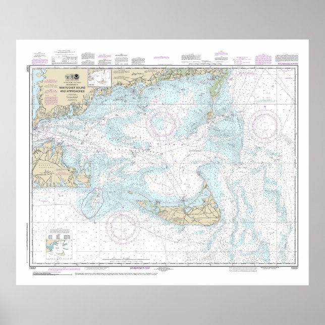 Nantucket Ljud och närmar sig Nautical Chart 1323 Poster (Framsidan)