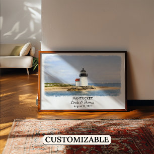 Nantucket Massachusetts Affisch, Akvarell, Anpassa Poster