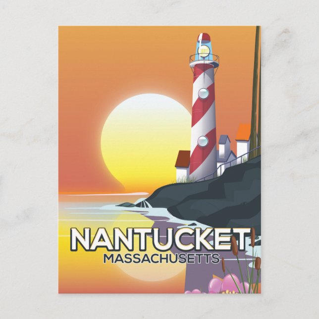 Nantucket Massachusetts fyr reseaffisch Vykort (Framsida)