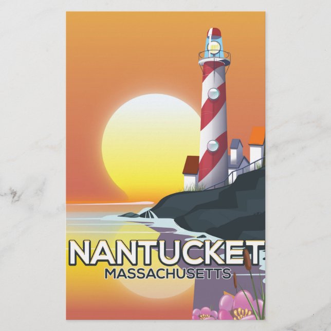 Nantucket Massachusetts fyr reseskylt Brevpapper (Framsida)