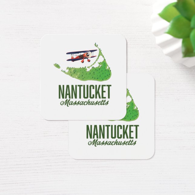 Nantucket Massachusetts Karta Fyrkantigt Visitkort (Skivbord)