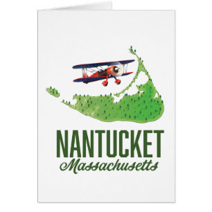 Nantucket Massachusetts Karta Hälsningskort