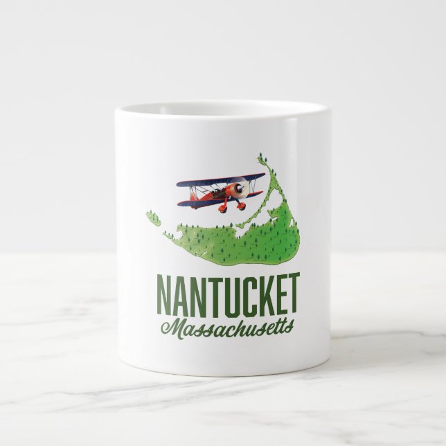 Nantucket Massachusetts Karta Jumbo Mugg (Framsidan)