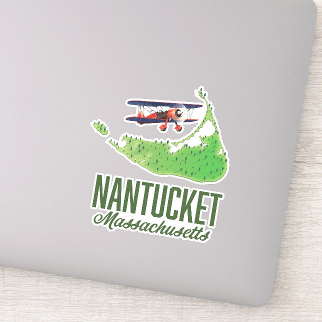 Nantucket Massachusetts Karta Klistermärken (Detalj)
