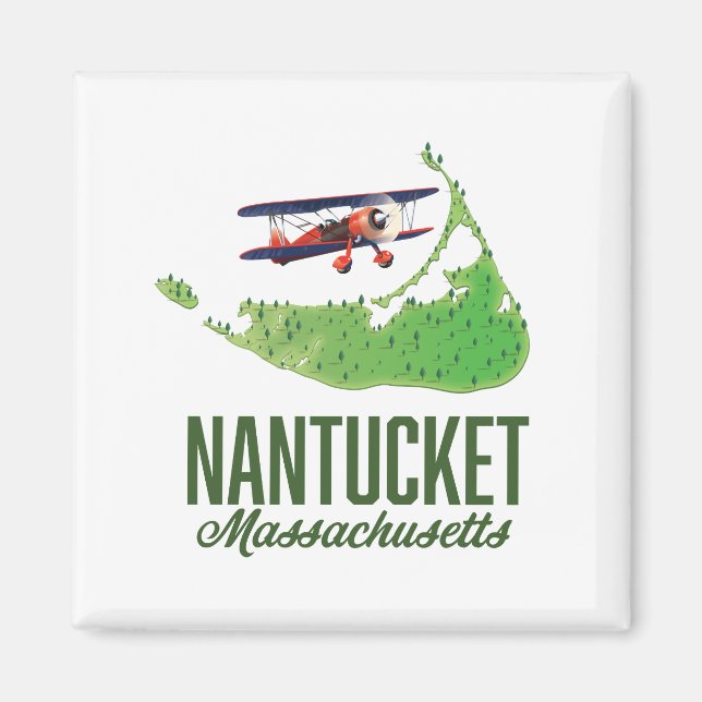Nantucket Massachusetts Karta Magnet (Framsidan)