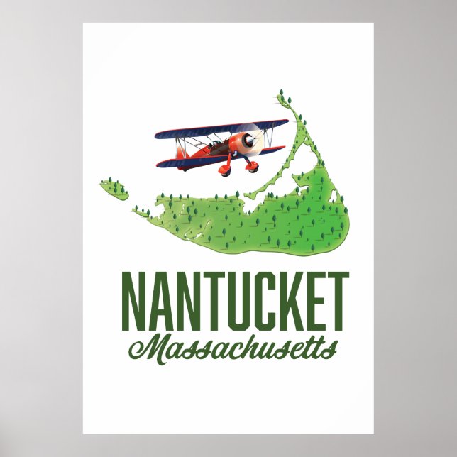Nantucket Massachusetts Karta Poster (Framsidan)