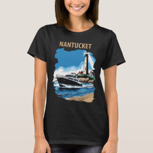 Nantucket Massachusetts Ljus Retro Resa T Shirt