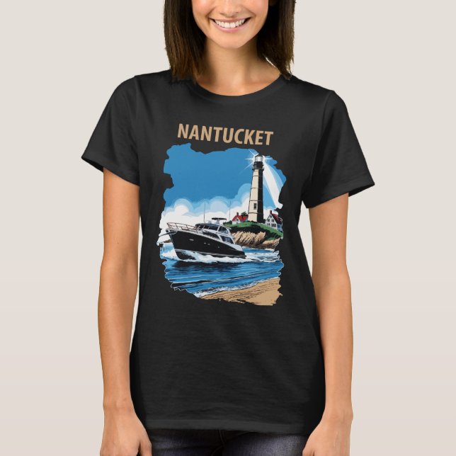Nantucket Massachusetts Ljus Retro Resa T Shirt (Framsida)