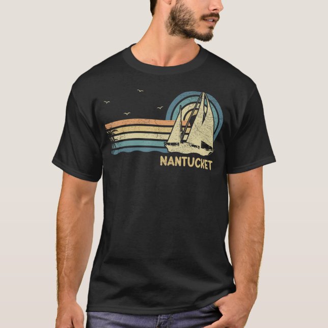 Nantucket Massachusetts Sailing Vacation Boating S T Shirt (Framsida)