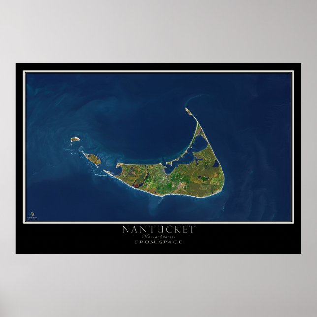 Nantucket Massachusetts Satellite Poster Karta (Framsidan)