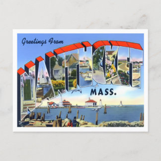 Nantucket, Massachusetts Vintage Big Brev Vykort