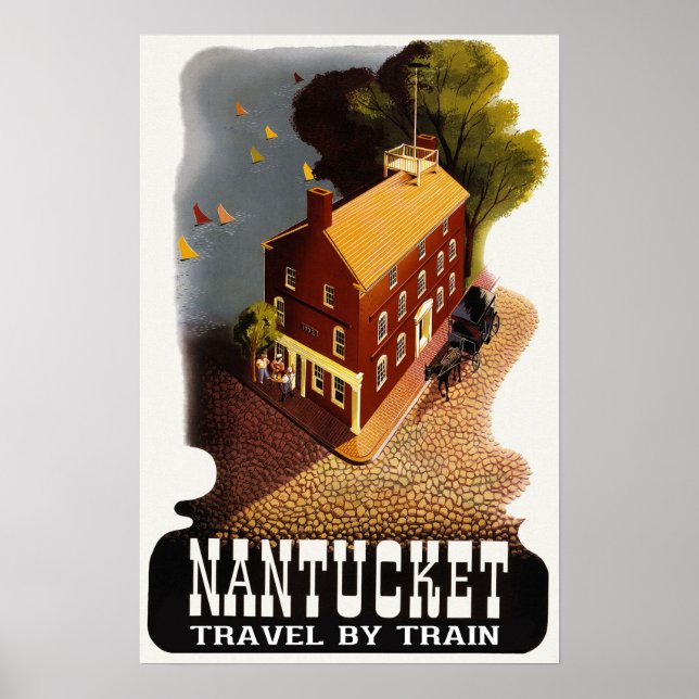 Nantucket Massachusetts Vintage resor Poster (Framsidan)