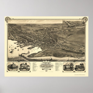 Nantucket, MORSA Panoramic Karta - 1881 Poster