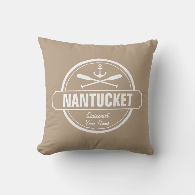 Nantucket MORSApersonlignamn som är nautiskt Kudde (Framsida)