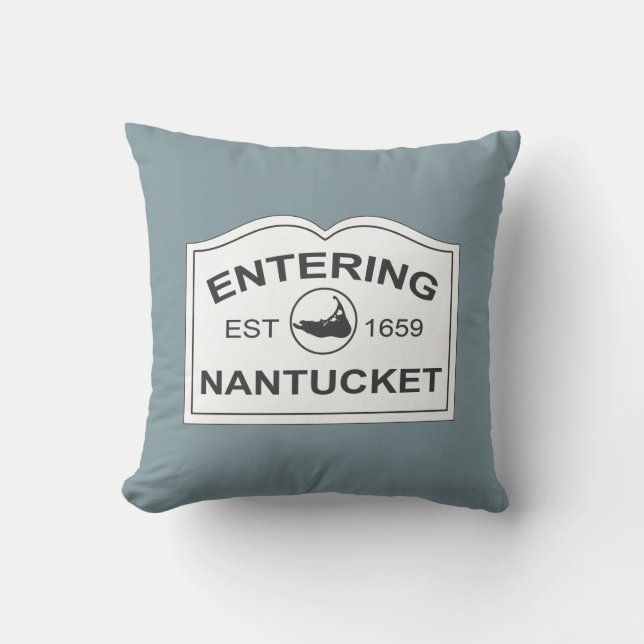 Nantucket ö, Est 1659 med kartan i Denimblått Kudde (Framsida)