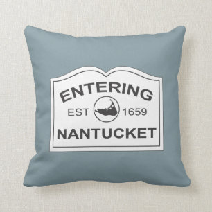 Nantucket ö, Est 1659 med kartan i Denimblått Kudde