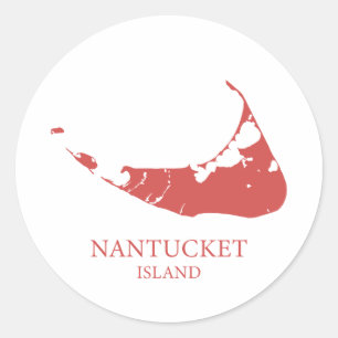 Nantucket ö-karta nantucket röd runt klistermärke