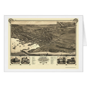 Nantucket panorama- karta för MORSOR - 1881 Hälsningskort