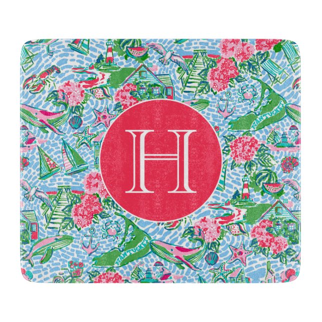 Nantucket Preppy Handflatan Beach Mönster Monogram (Framsidan)