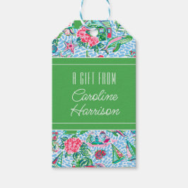 Nantucket Preppy Handflatan Beach Mönster Presentetikett