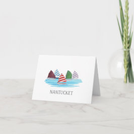 Nantucket Rainbow Fleet Watercolor Blank Note Card Anteckningskort