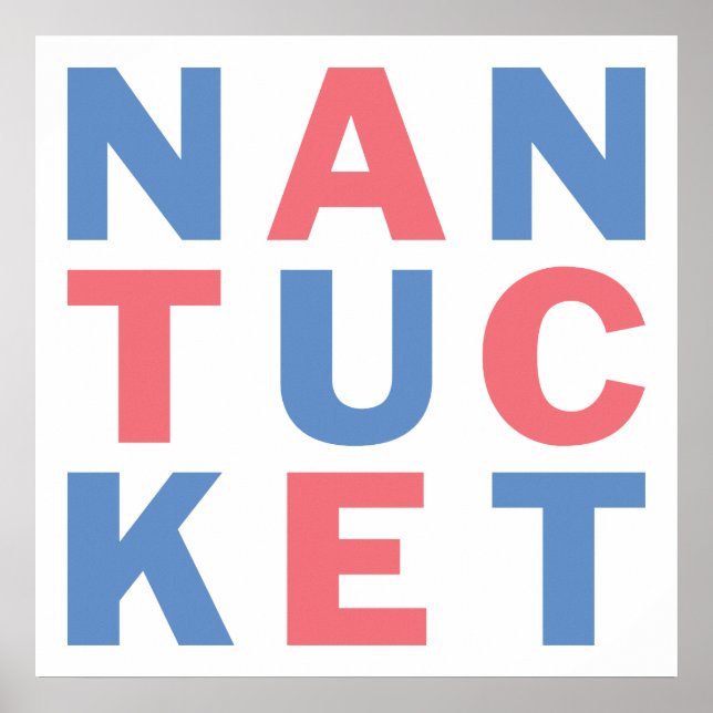 Nantucket red och blue typography poster #2 (Framsidan)