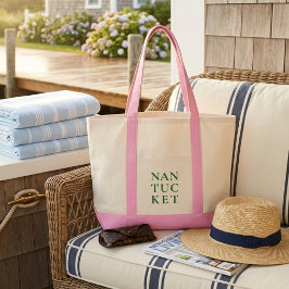 Nantucket Rosa & Grön Preppy Coastal Tygkasse