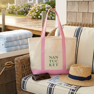 Nantucket Rosa & Grön Preppy Coastal Tygkasse